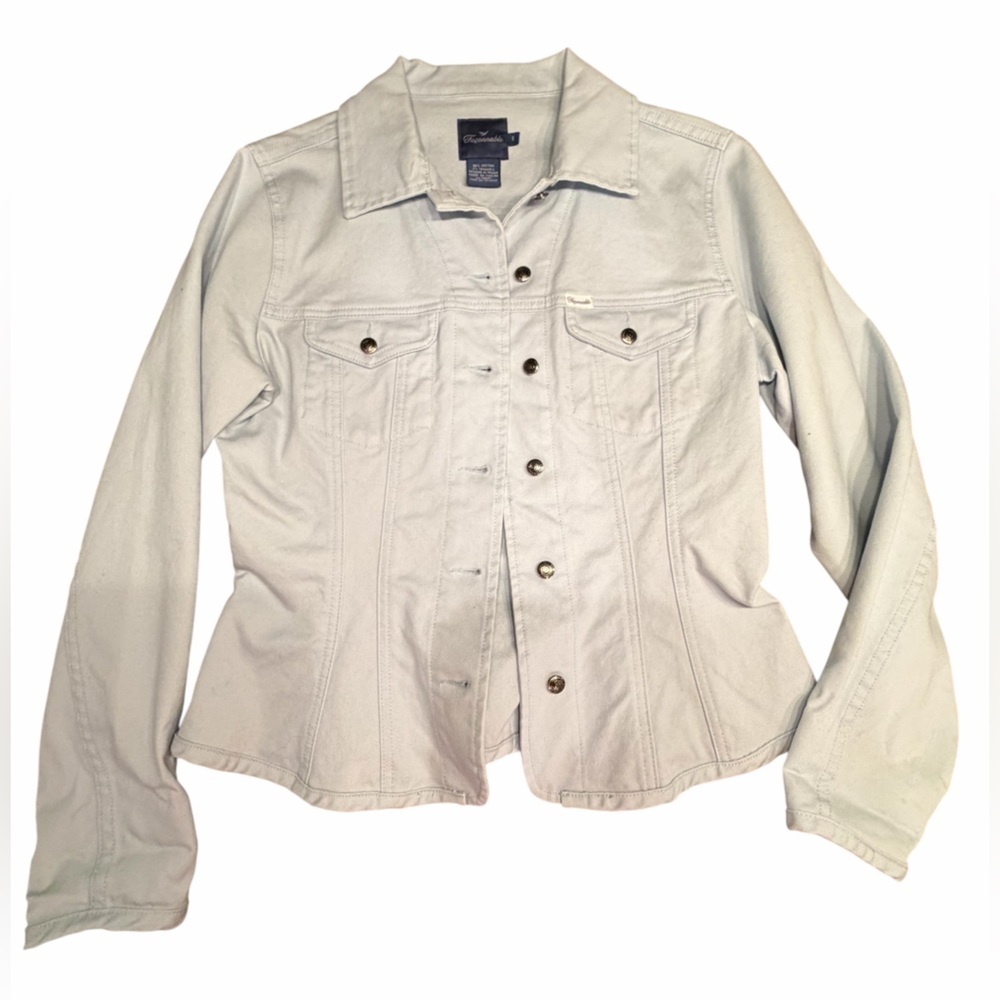 Faconnable Light Blue Denim Jacket with Silvertone Buttons size S.  GORGEOUS!